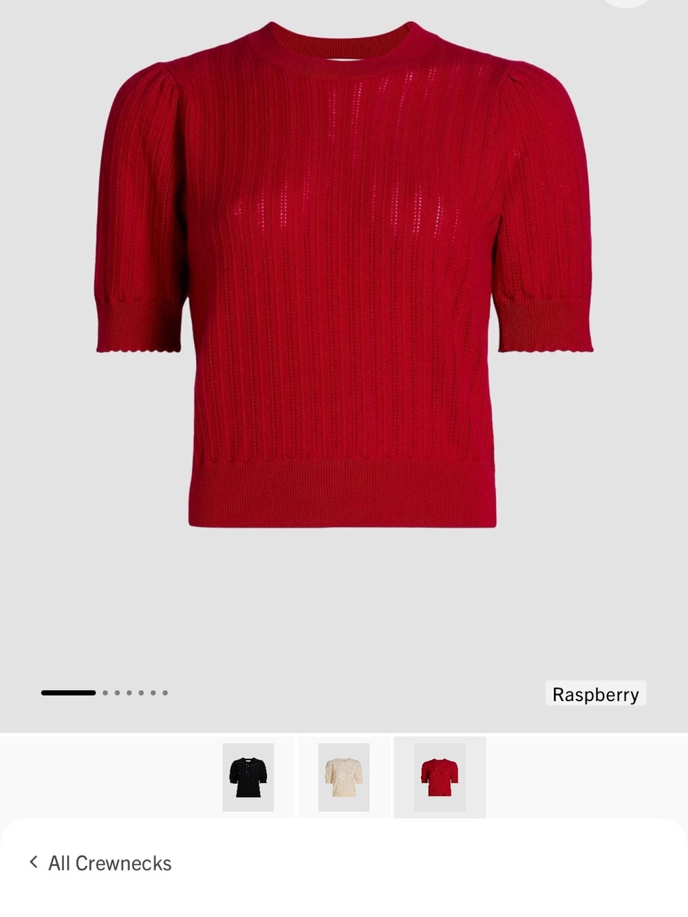 FRAME - Ladder Pointelle Cashmere Short-Sleeve Sweater